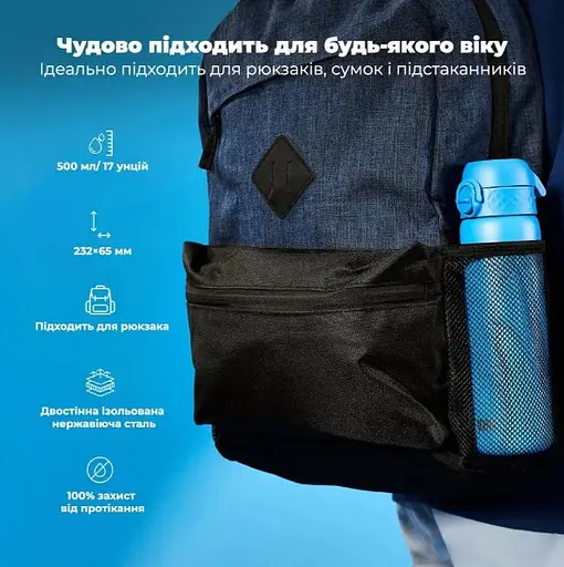 Пляшка для води ION8 металева вакуумна 500 мл Vacuum Insulated Blue (I8TS500BLU) - фото 5