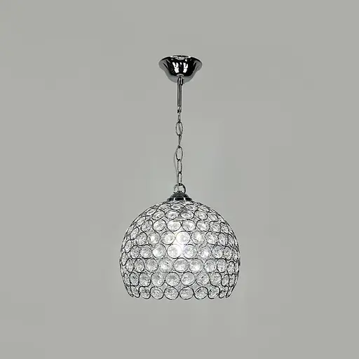 Хромований підвісний світильник із декоративним кришталем Ø 25 см | Line F | Арт. 402/1L CH - фото 1