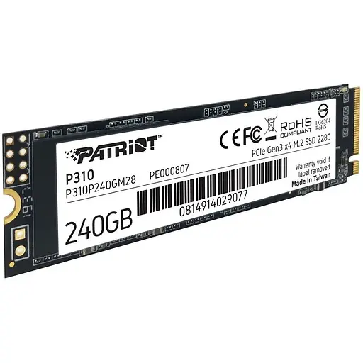SSD-диск - накопичувач внутрішній NVMe М2 Patriot P310P240GM28 240GB - фото 1
