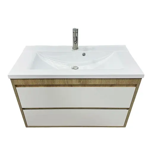 Набір для ванної кімнати Adamant раковина умивальник QUANTO 90 штучний камінь прямокутна з сифоном Click-Clack + змішувач - фото 6