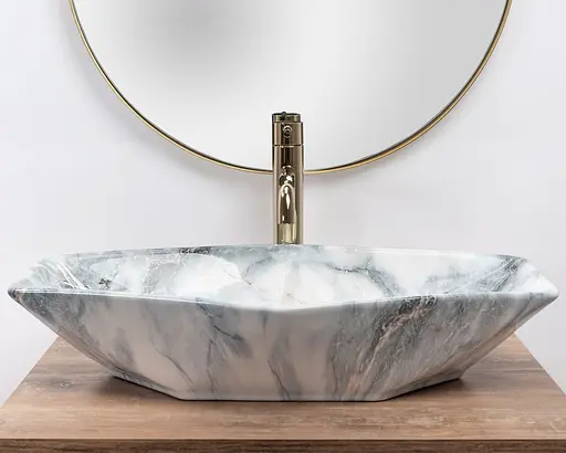 Умивальник Rea Vegas granit shiny накладний REA-U5602, Сірий - фото 2