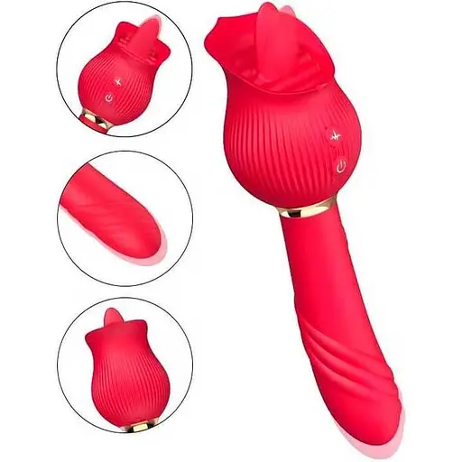 Двусторонний вибратор для женщин из силикона 24 режима вибрации 11 см красный - фото 4