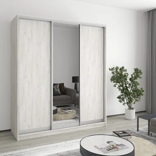 Шафа-купе тридверна MebelStar Стандарт AL 2ДСП/Дзеркало 180x60x210 см Аляска сірий (MBS-2956)