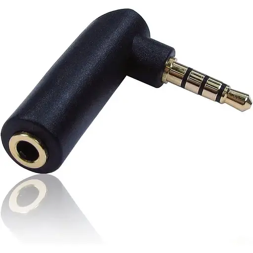 CDL Micro 4-полюсний 3,5-мм стереороз'єм MF, чоловічий та жіночий, 90-градусний вигин, прямокутний адаптер - чорний