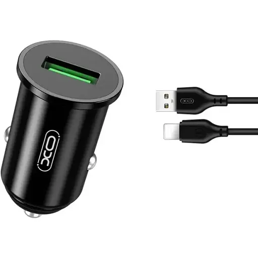 Автомобільний зарядний пристрій XO TZ12 18W QC3.0 Car Charger with Lighting cable Чорний - фото 1