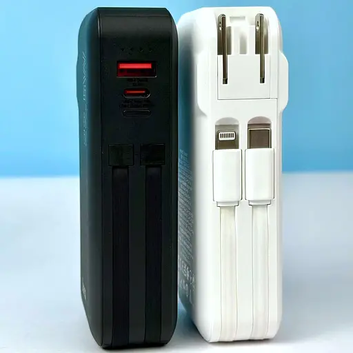 Акумулятор зовнішній Hoco J126 Travel 22.5 W з вбудованим кабелем (US/EU) 10000 mAh білий - фото 5