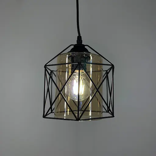 Світильник підвісний в чорному корпусі з скляним плафоном | Line F | Арт. 11770/1 BK - фото 9