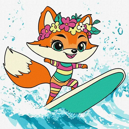 Картина по номерам "Літо. Лисичка ловить хвилю" ©art_selena_ua KHO1248, 25х25 см