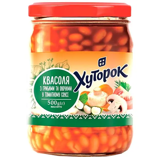 Квасоля Хуторок з грибами та овочами в томатному соусі стерилізована 500 г - фото 1