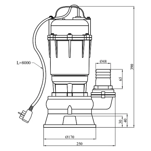Дренажно-фекальний насос Agua WQD 10-10-1.1 кВт (CV035079) - фото 4