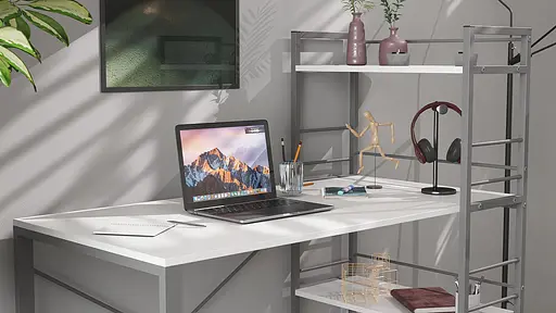 Письмовий стіл Ferrum-decor Серії Конект з етажеркою 75x120x60 сірий ДСП Біле 16мм (FRD-104230) - фото 6