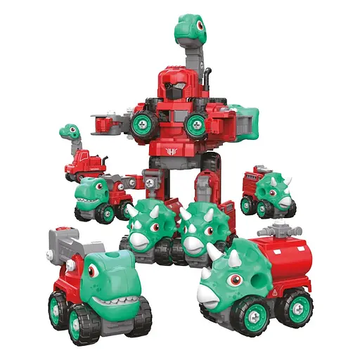 Машинка-конструктор Otamanko Трансформер Динозавр 5 в 1 Червоний/блакитний - фото 2