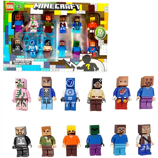 Набір фігурок Pin Ba Minecraft 12 шт. - фото 2