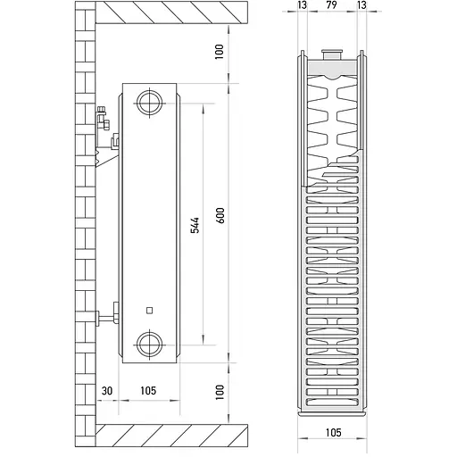 Радіатор сталевий Europroduct 22x600x1400 бокове підключення EP6201 - фото 2
