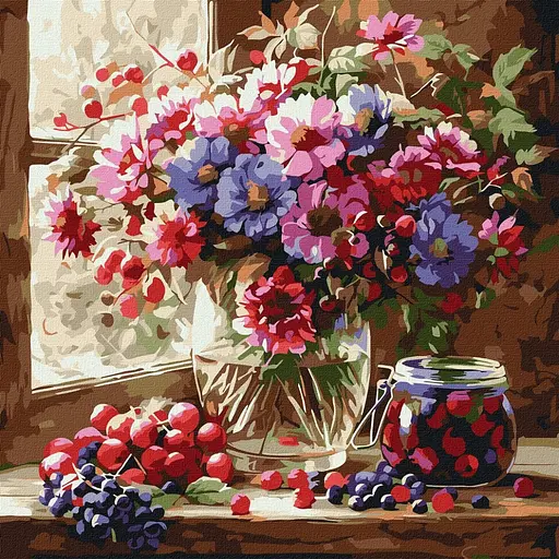 Картина за номерами "Букет і фрукти" ©art_selena_ua Ідейка KHO5728, 40х40 см - фото 1