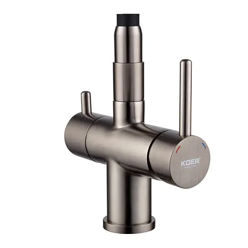 Смеситель для кухни на две воды с гибким изливом Koer KB-72006-07 KR3382 Графит - фото 6