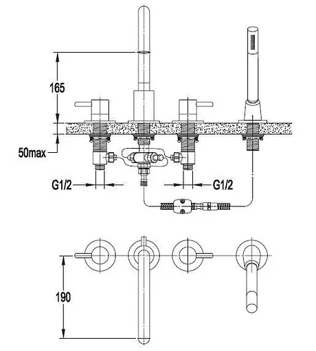 Смеситель для ванны Omnires Y (Y1232CR) - фото 2