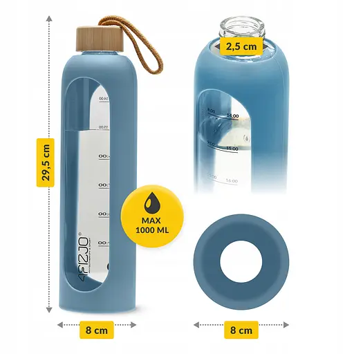 Пляшка для води 4FIZJO спортивна 1000 мл скляна Blue (P-5905973403894) - фото 8