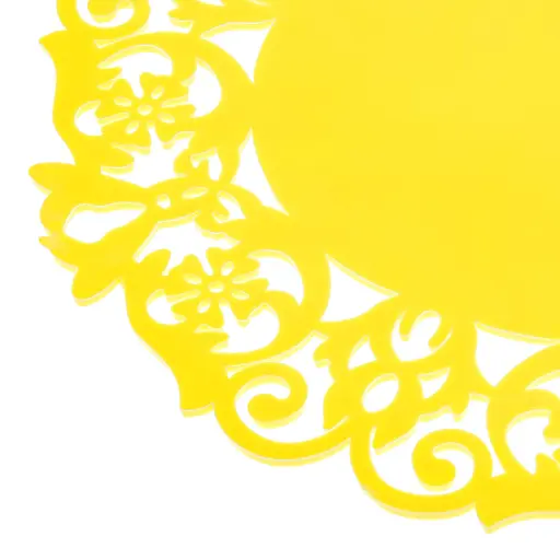 Підставка мереживна силіконова під гаряче килимок для чашки банки 15 см (комплект з 2 шт.), Kitchen Master Жовтий 85115 - фото 2