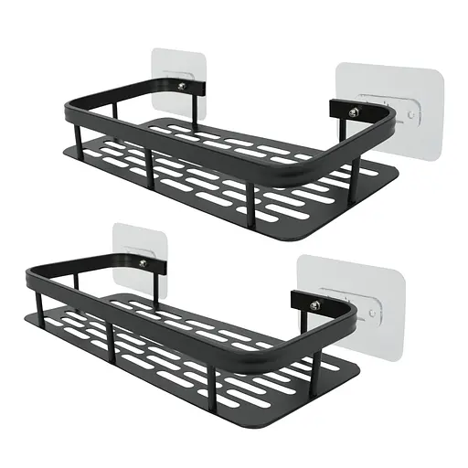 Набор металлических полок для ванной комнаты Fabrika ONIX 2 шт черный+подарок ершик для унитаза Fabrika PRACTIС White - фото 2