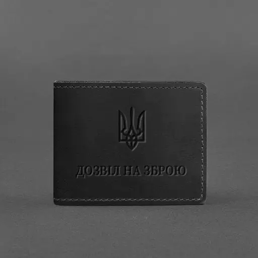 Кожаная обложка для разрешения на оружие черная Crazy Horse - фото 5