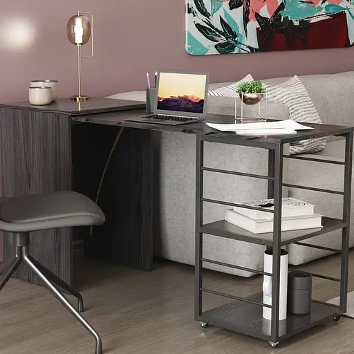 Стол-тумба трансформер Смарт 2/2 Ferrum-decor 750x1450x600 Черный металл ДСП Сосна Кембра 16 мм (FRD-105104)