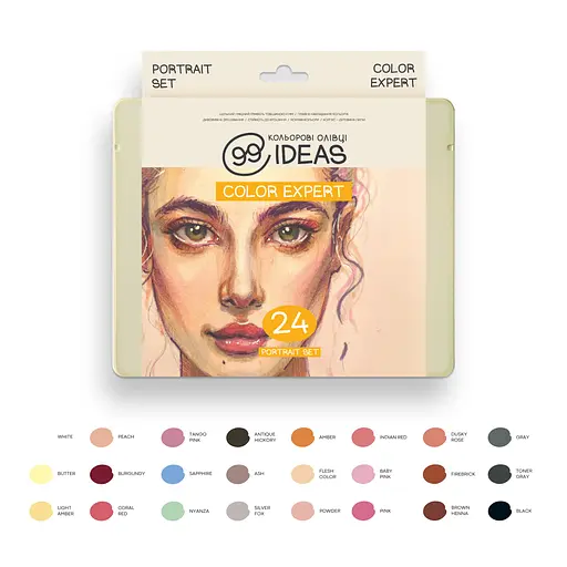 Набір олівців кольорових 99IDEAS "Color Expert" 24 кольори, Portrait Set, металева коробка, 99CE-24PORT - фото 3