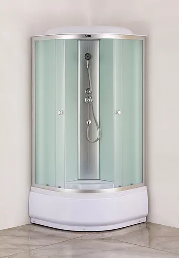 Душевой бокс без гидромассажа Mixxus Strong SB01-90x90x215-FB Satin с высоким поддоном MI6884, Хром матовый, матовый, хром матовый - фото 3