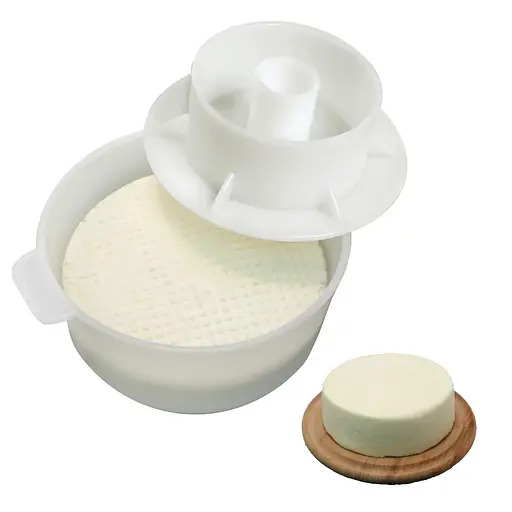 Форма для виготовлення твердого та м'якого сиру з поршнем Ø 16 см на 1.5 кг сиру, Kitchette Білий 85131 - фото 6