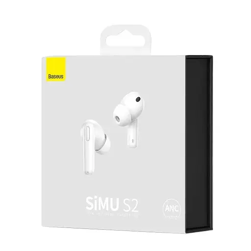 Навушники Bluetooth Baseus SIMU ANC True Wireless Earphones S2 | 42/480mAh, 6/24Hours (NGS2-02) white - фото 7