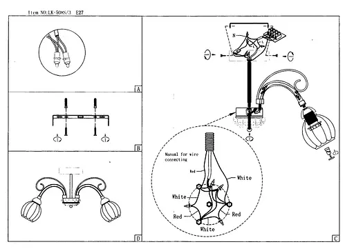 Люстра стельова Brille в спальню E27 40W CH (LK-508C/3) - фото 6