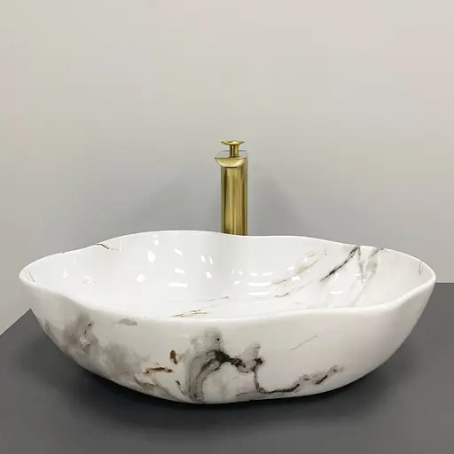 Умивальник VBI Faleria каррара глянцевий накладний VBI-016700, Мармур - фото 3