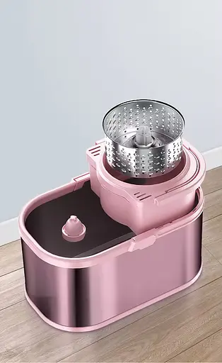 Швабра с отжимом и стальным ведром BASSFLY Y5P (Розовый) - фото 2