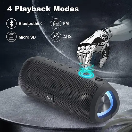 Портативний Bluetooth-динамік Ykall, Bluetooth-динамік потужністю 20 Вт зі світлодіодним підсвічуванням - фото 3