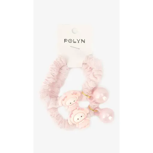 Резинка с украшениями для девочки Polin 2 шт 4048A-25 Розовый - фото 1