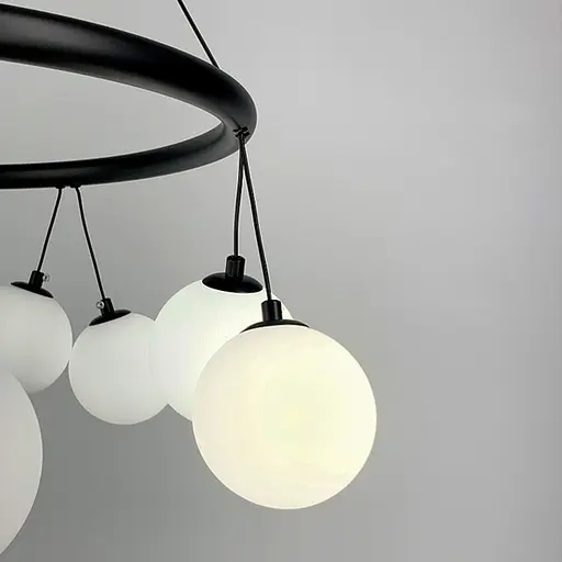 Подвесная люстра-кольцо на 10 плафонов d 60 Line.F G 336/10 BK - фото 2