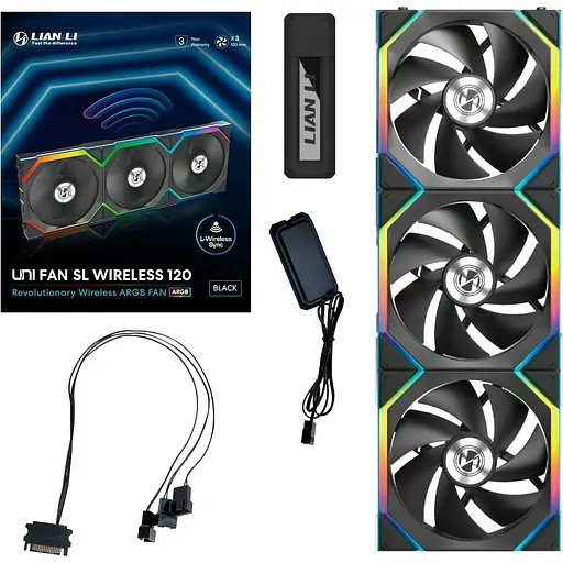 Комплект вентиляторів Lian Li Uni Fan SL WIRELESS 120-3 Black (G99.12SL1W3B.00) - фото 10