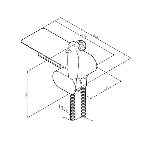 Гігієнічний душ прихованого монтажу Am.Pm Like з полицею black matt F0202622, Чорний матовий - фото 8