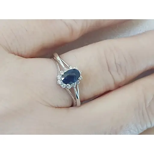 Золотое кольцо с бриллиантами и сапфиром. 11472/1 17 - фото 6