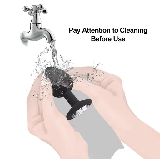 Анальна пробка з кристалом, чорна анальна пробка, анальна пробка зі стразою маленька S - фото 12