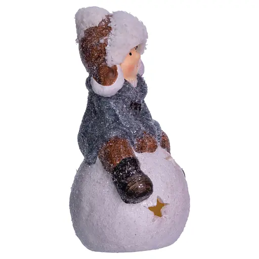 Новорічний декор Дитина на сніговій кулі Yiwu CR-5-20 з порцеляни 10 × 8.5 × 16 см  - фото 3