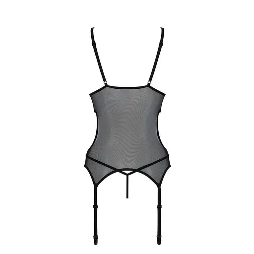 Корсет з підв'язками та ажурним ліфом Passion Christa CorSet black L/XL - фото 6