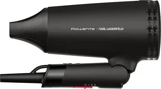 Фен Rowenta Karl Lagerfeld Express Style дорожный, 1600 Вт, 2 режима, холодный обдув, складная ручка, черный - фото 5