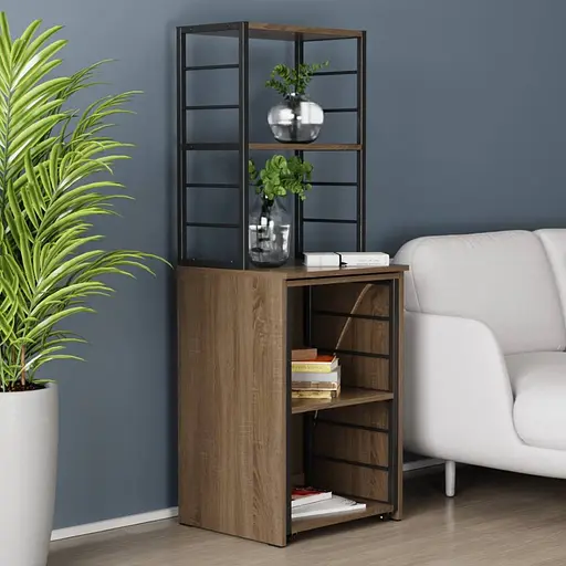 Стол-тумба трансформер Смарт 3/1 с этажеркой Ferrum-decor 1430x1450x500 Черный металл ДСП Дуб Сонома Трюфель 16 мм (FRD-105113) - фото 5