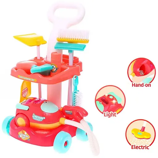 Візок для прибирання з пилососом, на батарейках, світло, 49x15x32 см, A5791/A5792/A5793