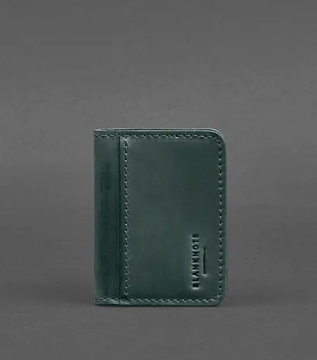 Кожаная обложка для ID-паспорта и водительского заседания 4.1 зеленая Crazy Horse с гербом - фото 1