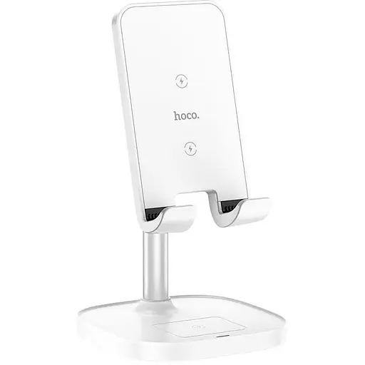 Зарядка Qi HOCO Thorough 2-in-1 stand with wireless fast charging CW37 5-15W біла - фото 1