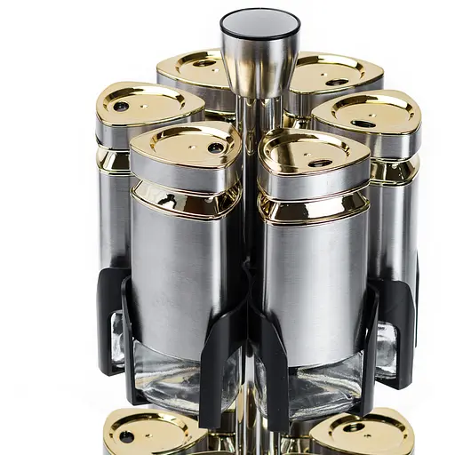 Набір баночок для спецій TS Kitchen HP1327 на підставці 12 баночок по 120 мл хром - фото 3