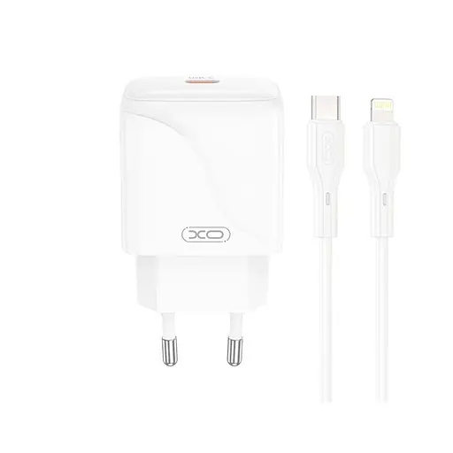 Адаптер сетевой XO Type-C to Lightning Cable Single USB-C Fast Charger L141 20W/3A, PD/QC| - фото 1