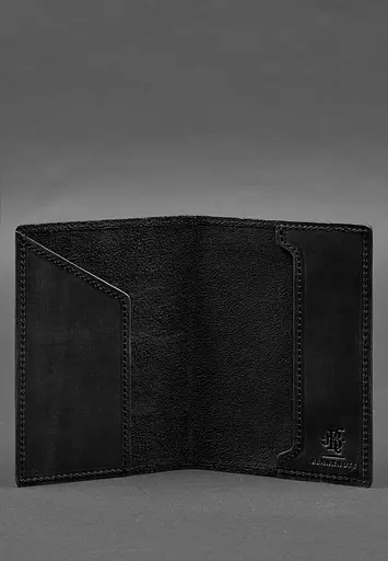 Кожаная обложка для паспорта с картой Украины черный Crazy Horse - фото 5